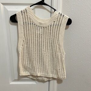 Aerie Ivory Open-Knit Tank Top